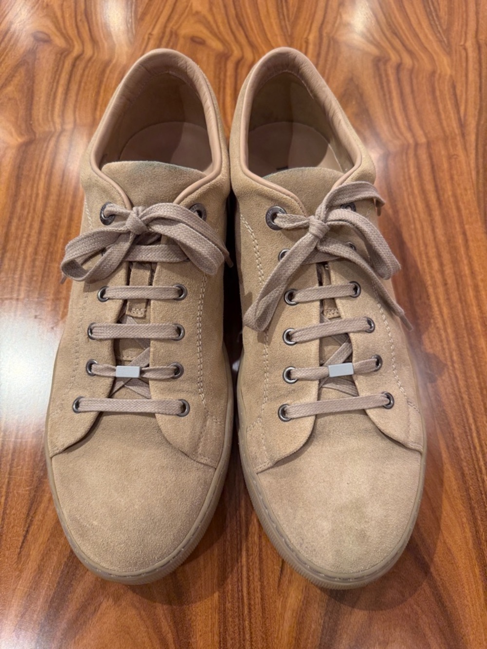 Lanvin Men's Suede Sneakers in Taupe